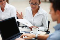 Business meeting in cafe