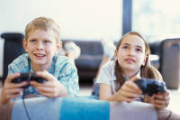 Boy and girl gaming