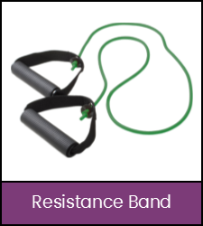 Green resistance band with handles in purple frame image with link to catalog record