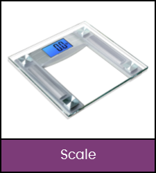 Silver and translucent bathroom scale