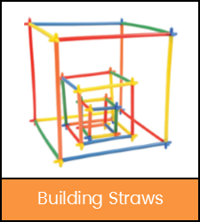 Cubes built with multi-colored straws