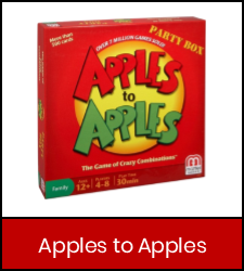 Apples to Apples game inside red frame