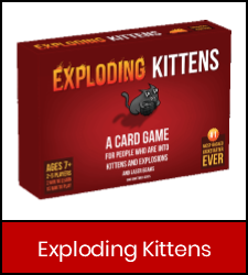 Exploding Kittens game in red frame