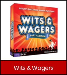 Wits and Wagers game in red frame