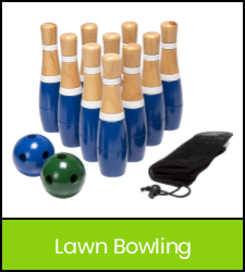 Mini bowling pins, balls and bag in green frame image with link to catalog record