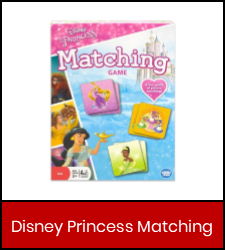 Disney Princess Matching  game image in red frame with link to catalog record