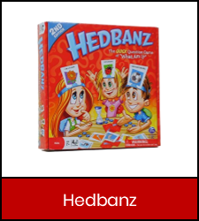 "Hedbanz" board game in red box with link to catalog record