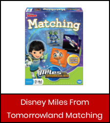 "Disney Junior Miles From Tomorrowland" board game in red box with link to catalog